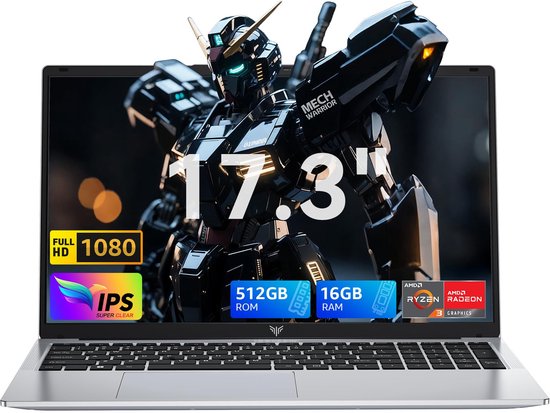 Acemagic AX17Pro IPS Full HD Laptop - 17,3 inch - Ryzen 4300U processor tot 3,7 GHz - 16GB DDR4 RAM 512 GB SSD - Windows 11 Pro - WiFi 5 - BT5.0 - Zilver - Acemagic - Hoofdafbeelding