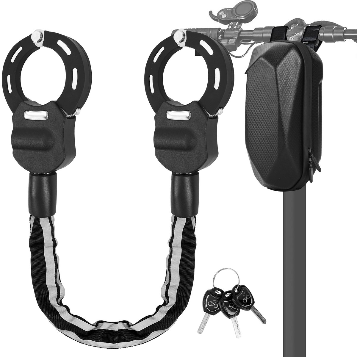 Dreamhigh® E-Scooter Slot - Kettingslot Fiets - Slot voor E-Scooters met Siliconenbescherming Tegen Krassen - Diefstalbeveiliging Handboeislot - voor Scooters - Stepjes - Fietsen - Kinderwagens