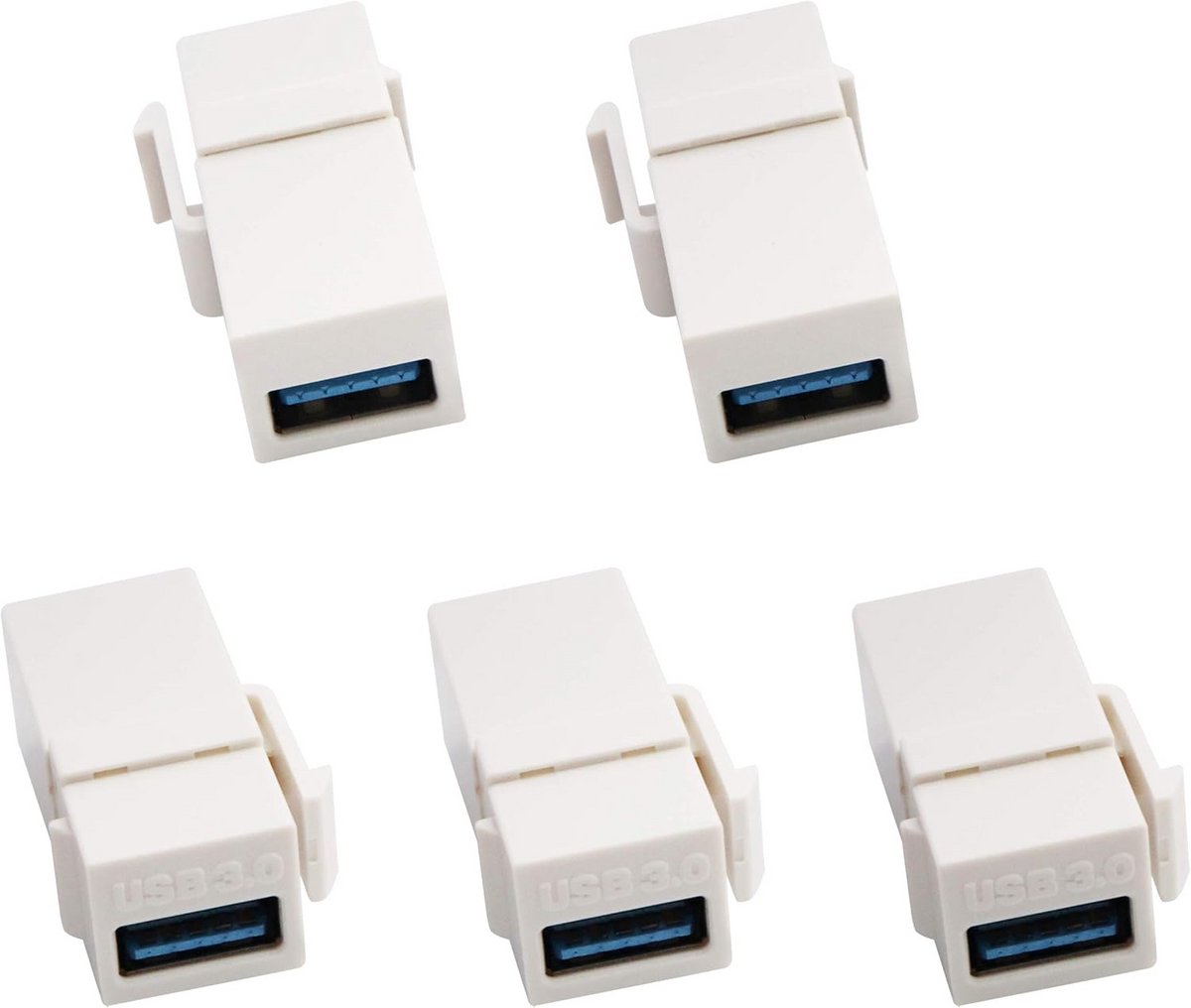 USB 3.0 A Keystone Adapter Vrouwelijk naar Vrouwelijk - 5 Pack - Ideaal voor Wandpanelen