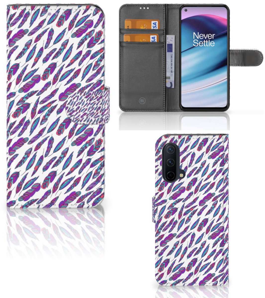 OnePlus Nord CE 5G Telefoon Hoesje Feathers Color