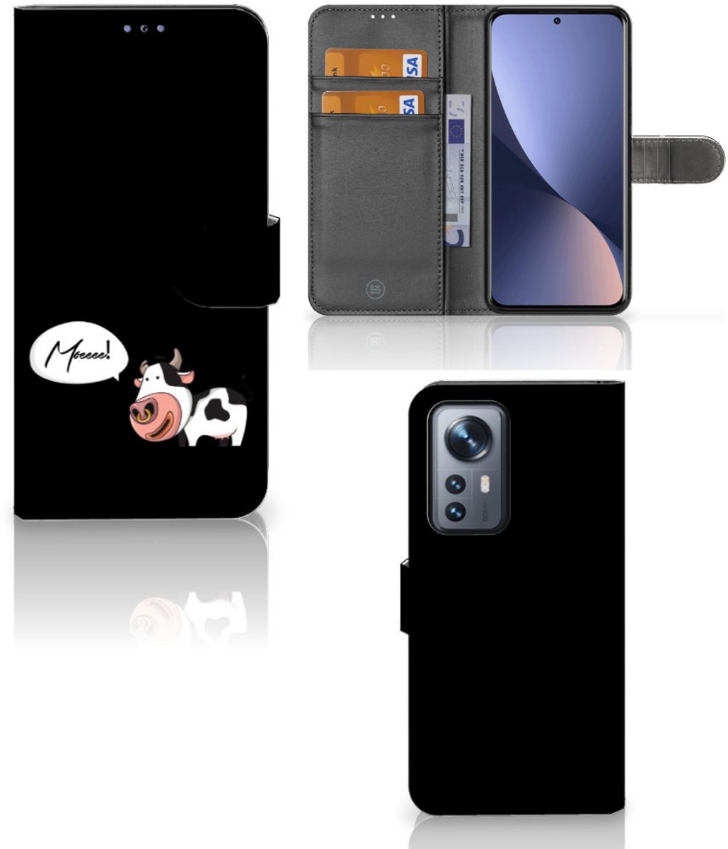 Book Case voor Xiaomi 12 Pro Leuk Hoesje Cow