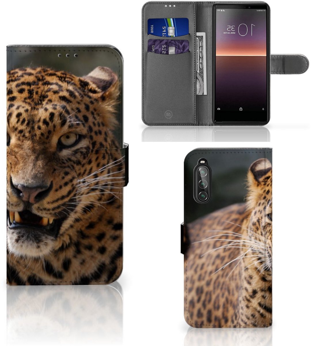 Sony Xperia 10 II Telefoonhoesje met Pasjes Luipaard