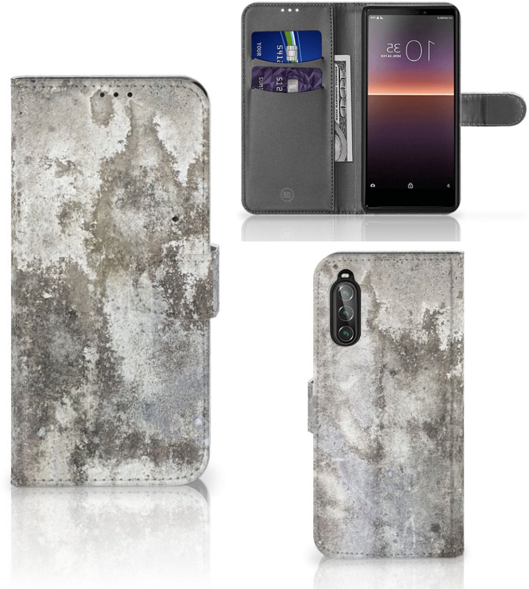 Sony Xperia 10 II Bookcase Beton Print