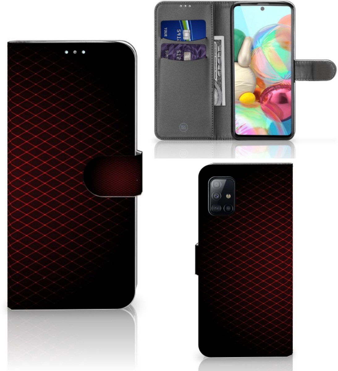 Book Case voor Samsung Galaxy A71 Telefoon Hoesje Geruit Rood