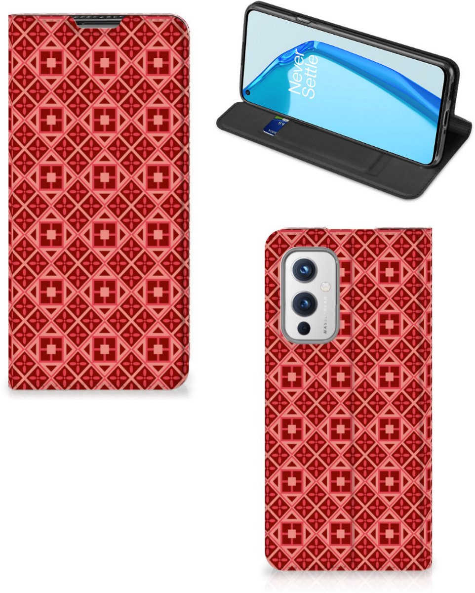 OnePlus 9 Hoesje met Magneet Batik Rood