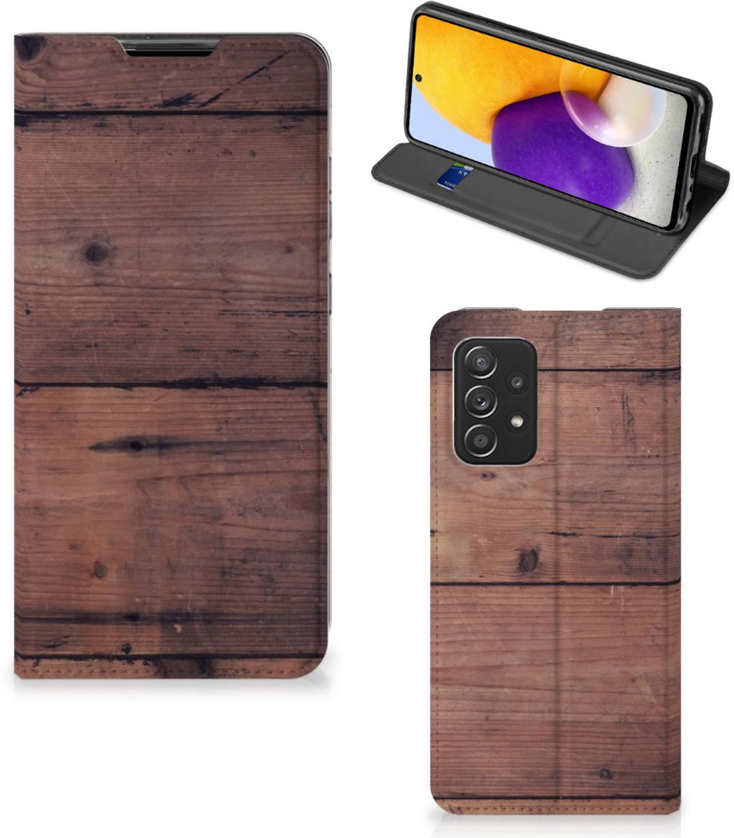 Samsung Galaxy A72 (5G/4G) Book Wallet Case Old Wood