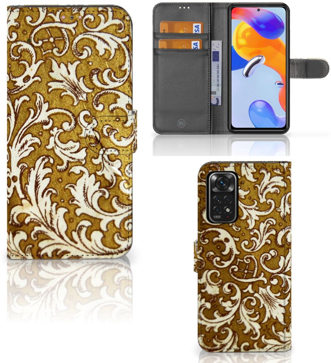 Wallet Case Xiaomi Redmi Note 11 Pro 5G/4G Barok Goud