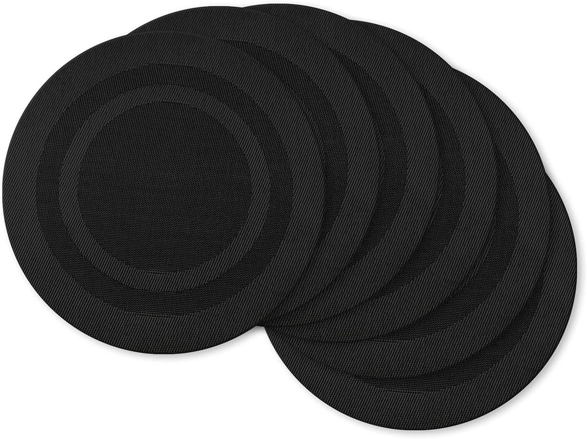 Ronde Geweven Placemat Set 13.7" voor Binnen en Buiten - Zwart