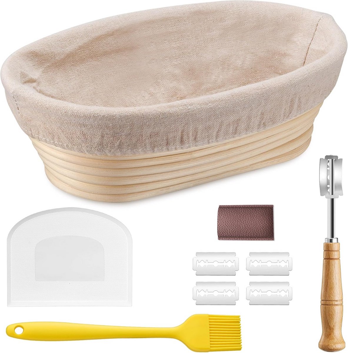Ovaal Gaarmandje 25 cm met Bakaccessoires - Broodset voor Thuis en Professionele Bakkers