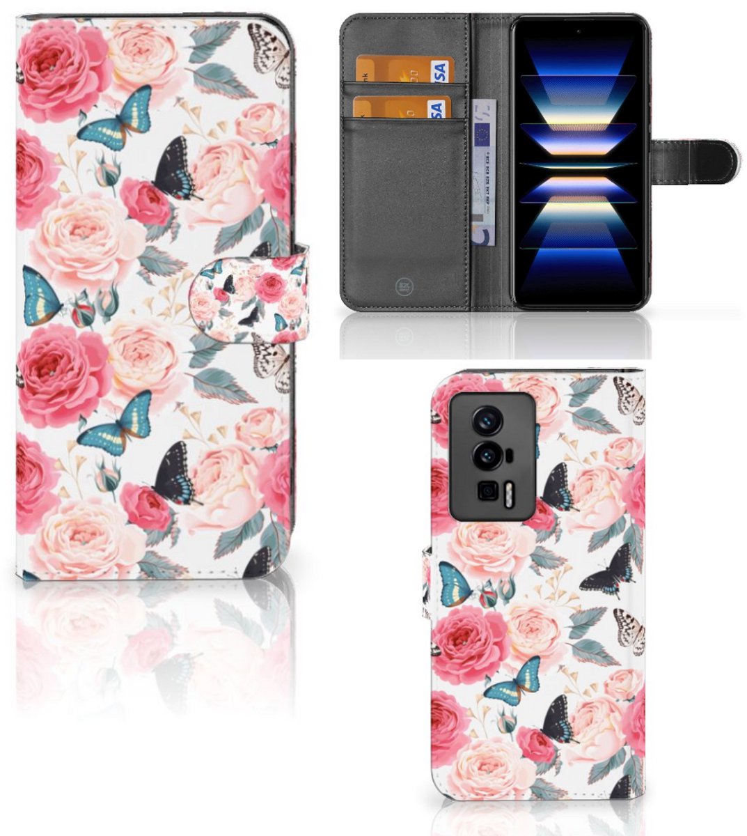 Xiaomi Poco F5 Pro Hoesje Butterfly Roses