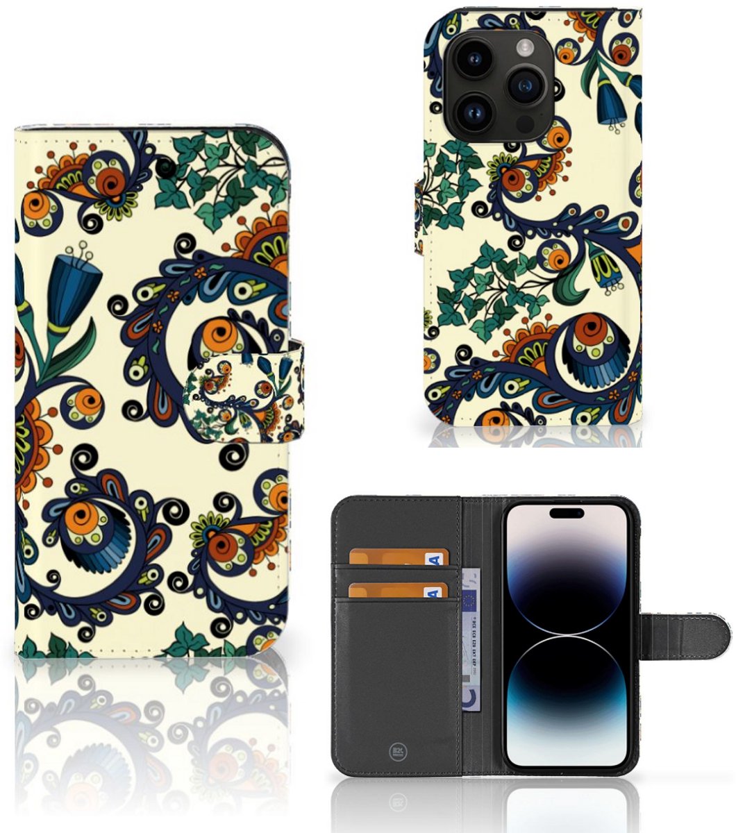 Wallet Case iPhone 15 Pro Barok Flower