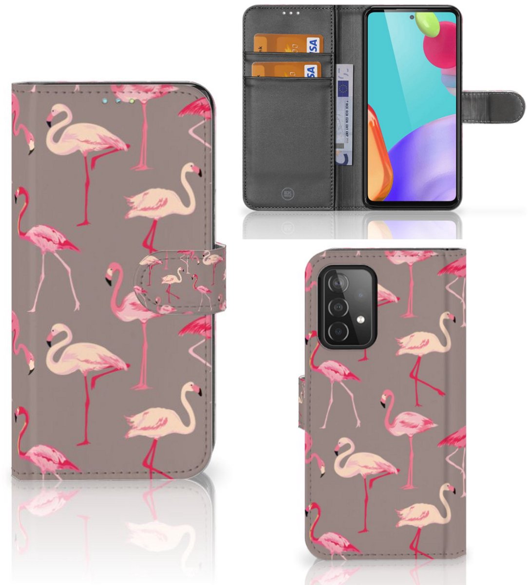 Samsung Galaxy A52 Telefoonhoesje met Pasjes Flamingo