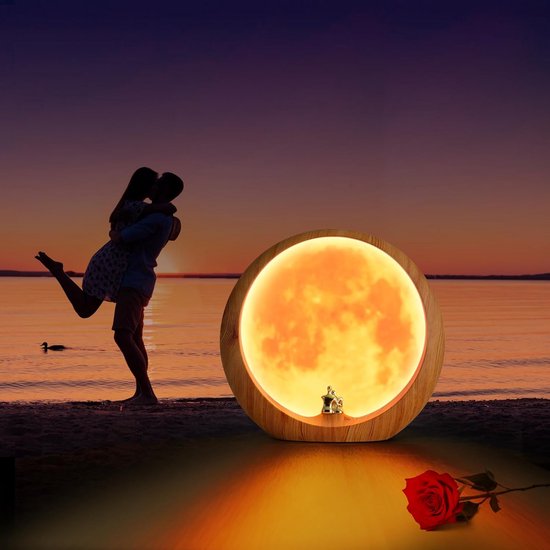 Maanlamp - Nachtlamp - Maan Lampje - Taffellamp LED - Verlichting van Merkloos — afbeelding 3