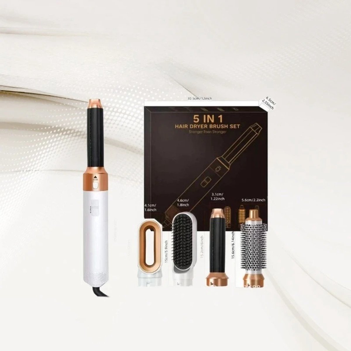 MIAAD - Fohnborstel - Krulborstel - 5 in-1 stylingtool - Verwisselbare opzetstukken - Complete salon-styling thuis - Meerdere warmtestanden