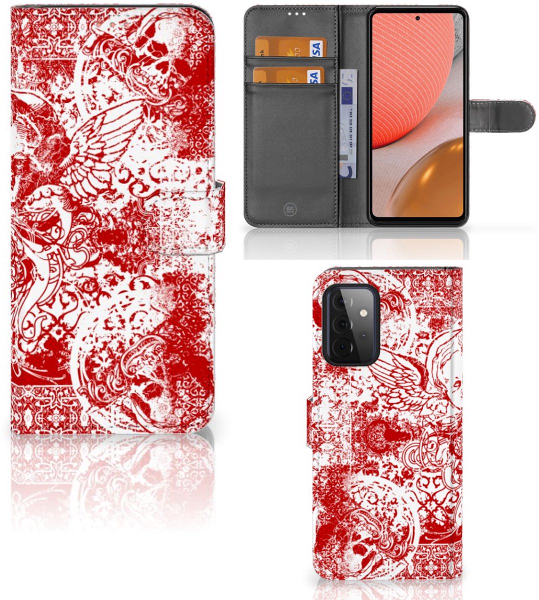 Telefoonhoesje met Naam Samsung Galaxy A72 Angel Skull Rood
