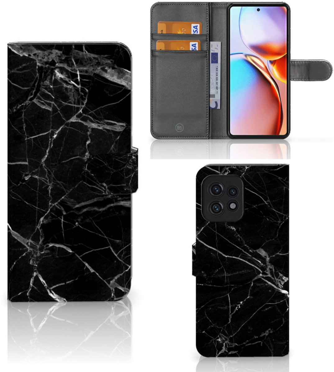 Motorola Edge 40 Pro Bookcase Marmer Zwart - Origineel Cadeau Vader