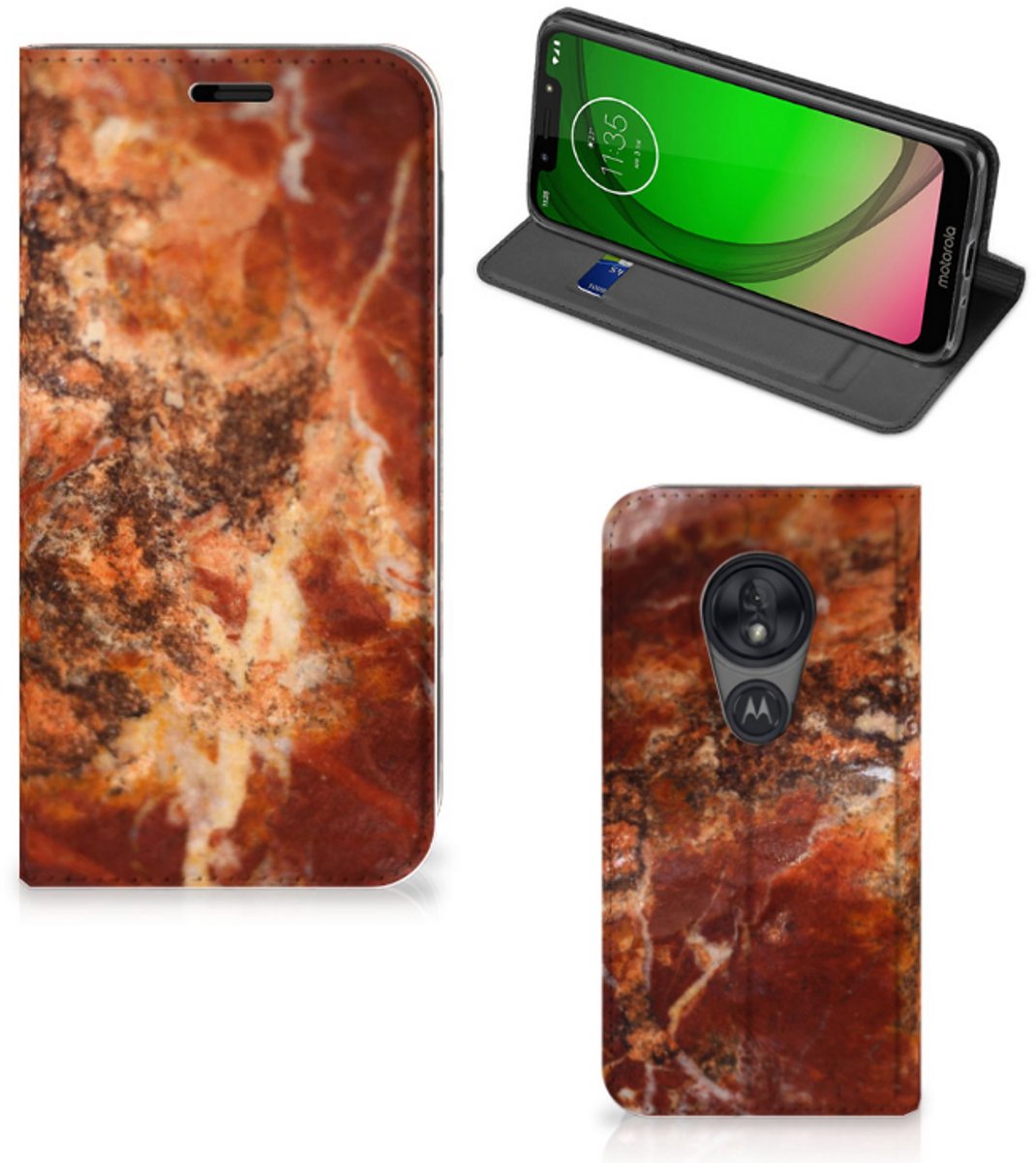 Motorola Moto G7 Play Standcase Marmer Bruin
