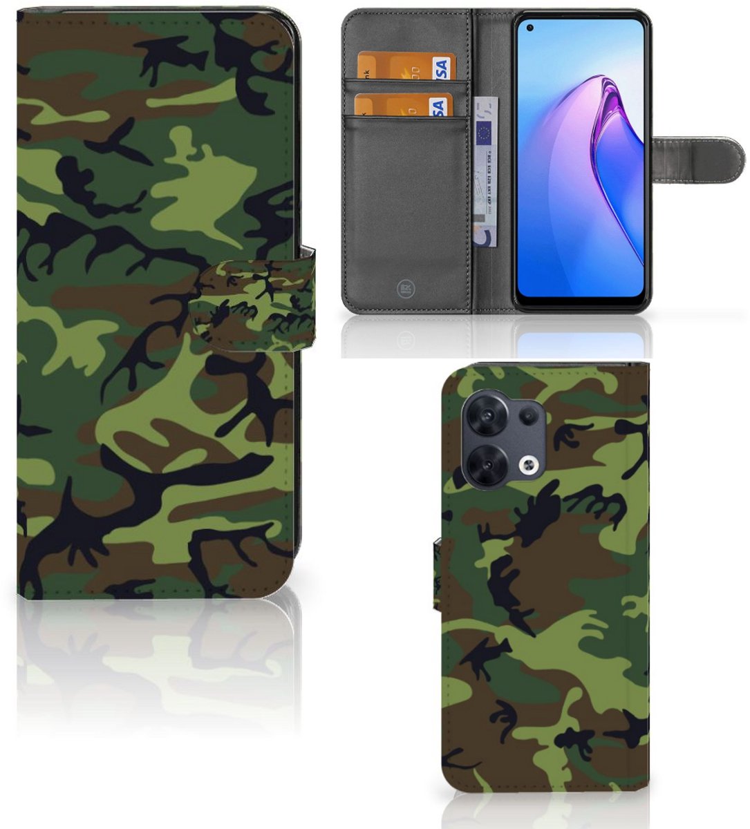 OPPO Reno8 Telefoon Hoesje Army Dark