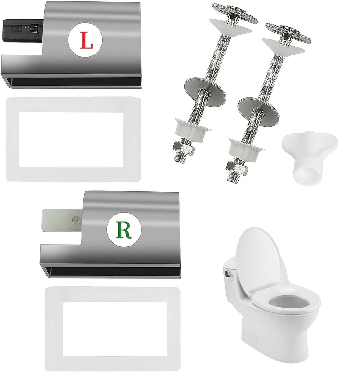 Universeel Softclose Toiletbril Opzetstuk met D-vormige Scharnieren van Roestvrij Staal