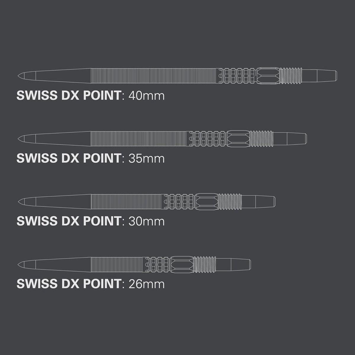 Dartpunten 3-pack voor professionele dartaccessoires - 26 mm, 30 mm, 35 mm, 40 mm - Goud, Zilver, Zwart