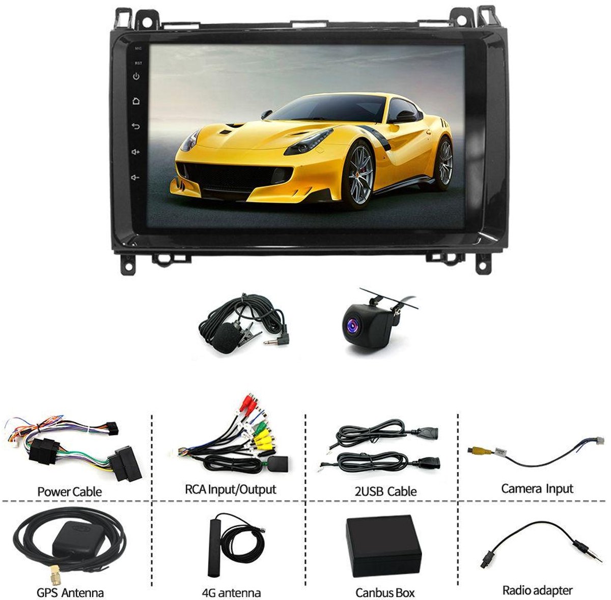 9-inch autoradio GPS Navi 8 Core 6 + 128G 4G LTE voor Benz A-klasse W169 2004-2012, B-klasse W245 2004-2012, V-klasse W639 en meer Android 15 speler WiFi Bluetooth Geschikt voor Carplay Android Auto