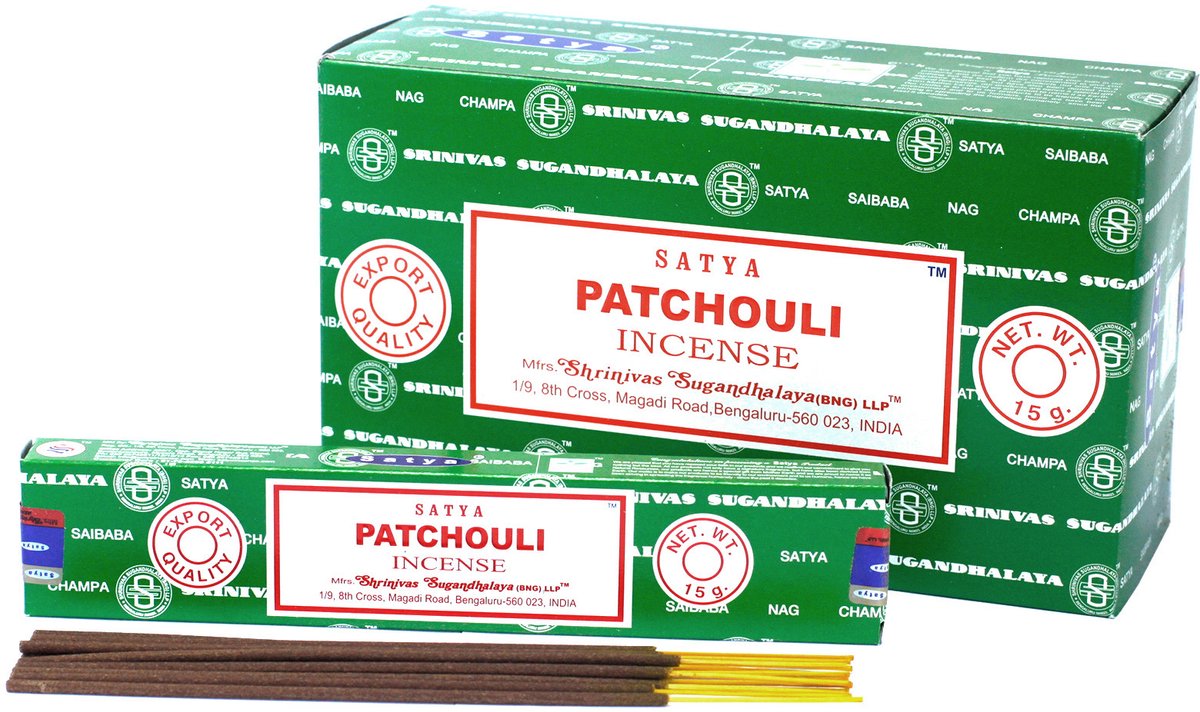 Ancient Wisdom Satya - patchouli - wierook - wierookstokjes - doos van 12 pakjes van 15 gram