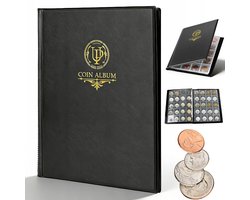 Muntencollectiealbum - Muntenalbum - Munten Verzamelen - Munten Album 200 Munten - Zwart PVC Opbergboek voor Munten en Medailles - 10 Pagina's met 20 Vakjes Per Pagina