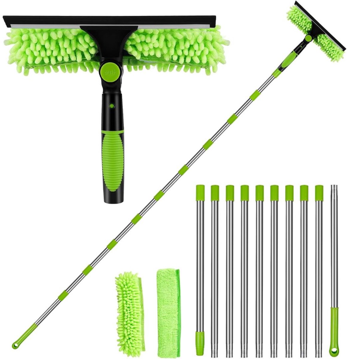 Florixa® Ramenwasser Telescopisch - Ramenwasser - Ruitenreiniger - Groen -45cm x 16cm x 9cm