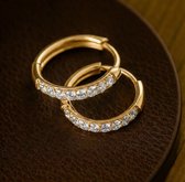 Lundholm Luxe Oorringen Met Zirkonia Steentjes Goudkleurig Jewellery - Premium Stainless Steel PVD Plated - Vrouwen Cadeautjes Cadeau Kleine Oorbellen Dames Classy 14 mm - My Delia Serie - Luxe Vrouwen Cadeautjes