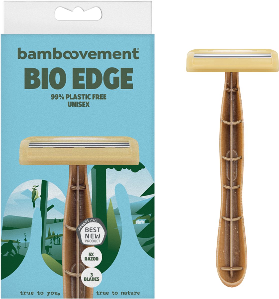 Bamboovement Wegwerp Scheermesjes - Voordeelverpakking 25 Stuks - 99% Plasticvrij - 3 Mesjes