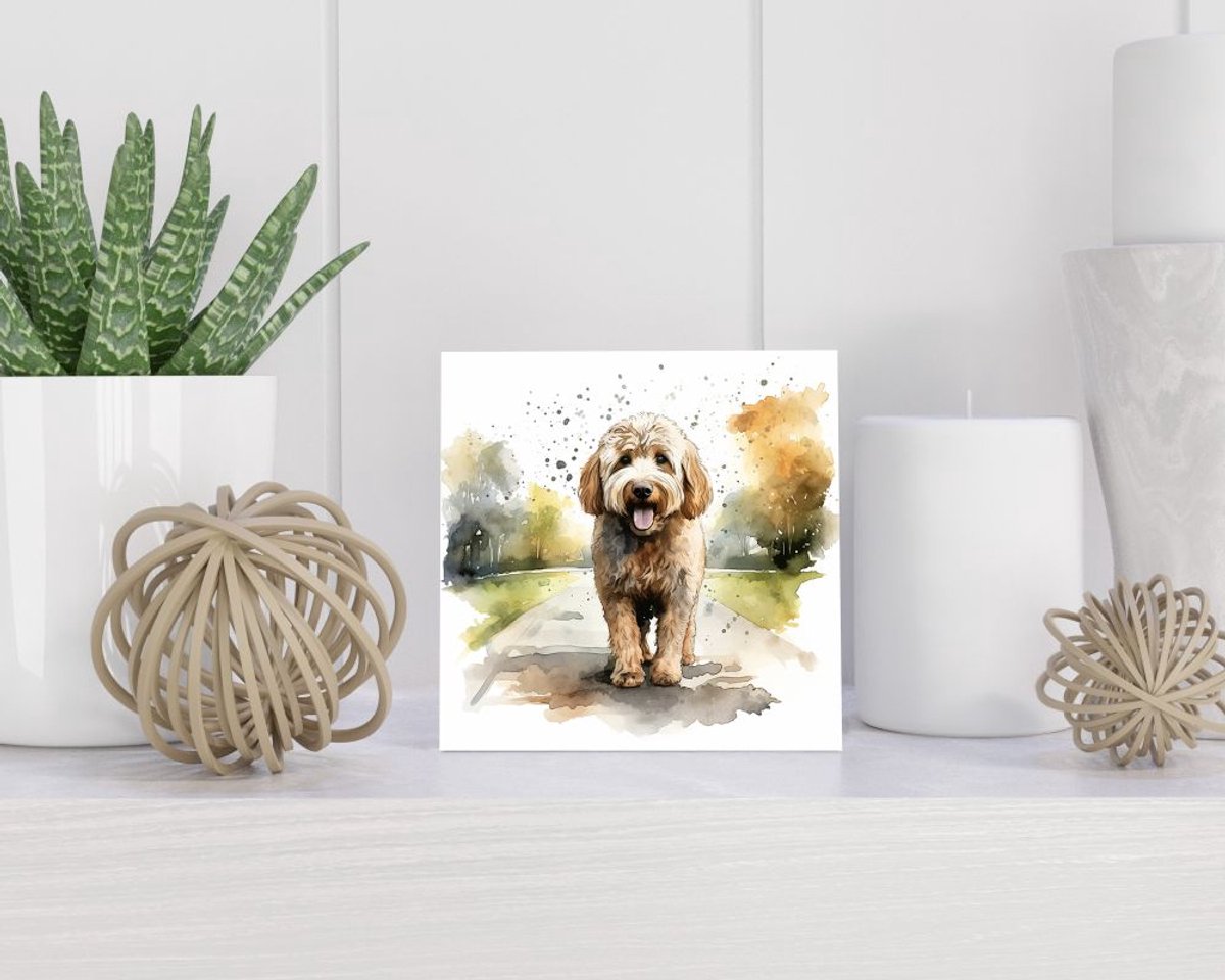 Tegel 15x15 cm met Labradoodle cadeau decoratie | tegeltjes met tekst | tegeltjes met spreuken | collega | oma | opa | pensioen | mama | papa | vriend