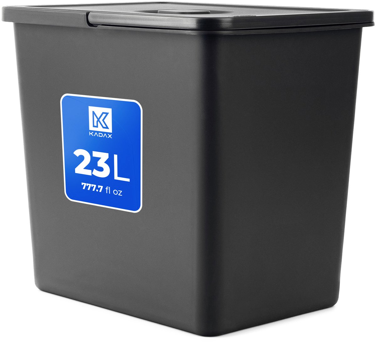 KADAX Afvalemmer voor afvalscheiding, 23 liter, afvalemmer met beweegbare handgreep, afvalsorteerder van kunststof, universele afvalemmer, afvalcontainer (zwart, 23 liter)