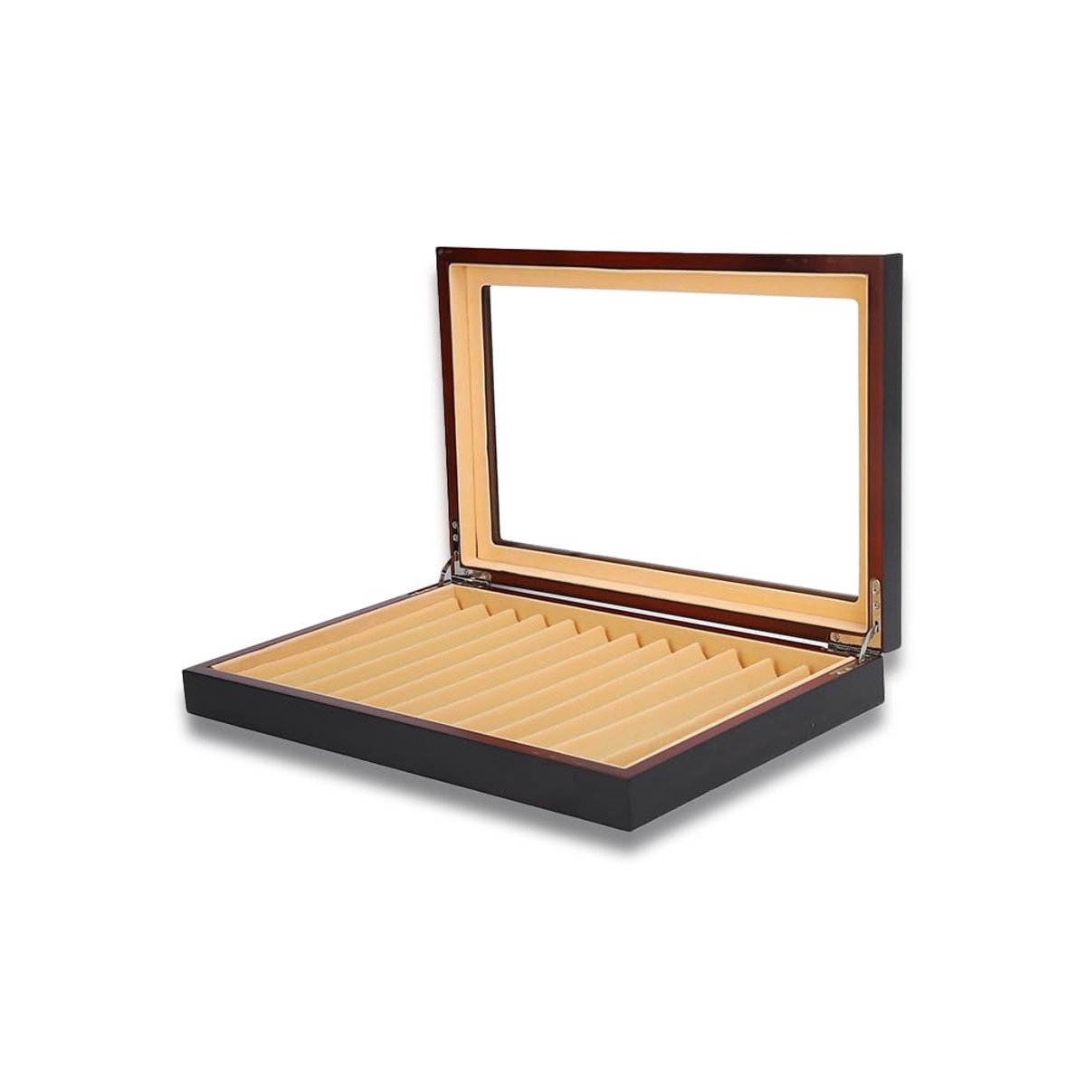 Houten Pen Display Box - Voor 12 Pennen - Met Transparante Deksel
