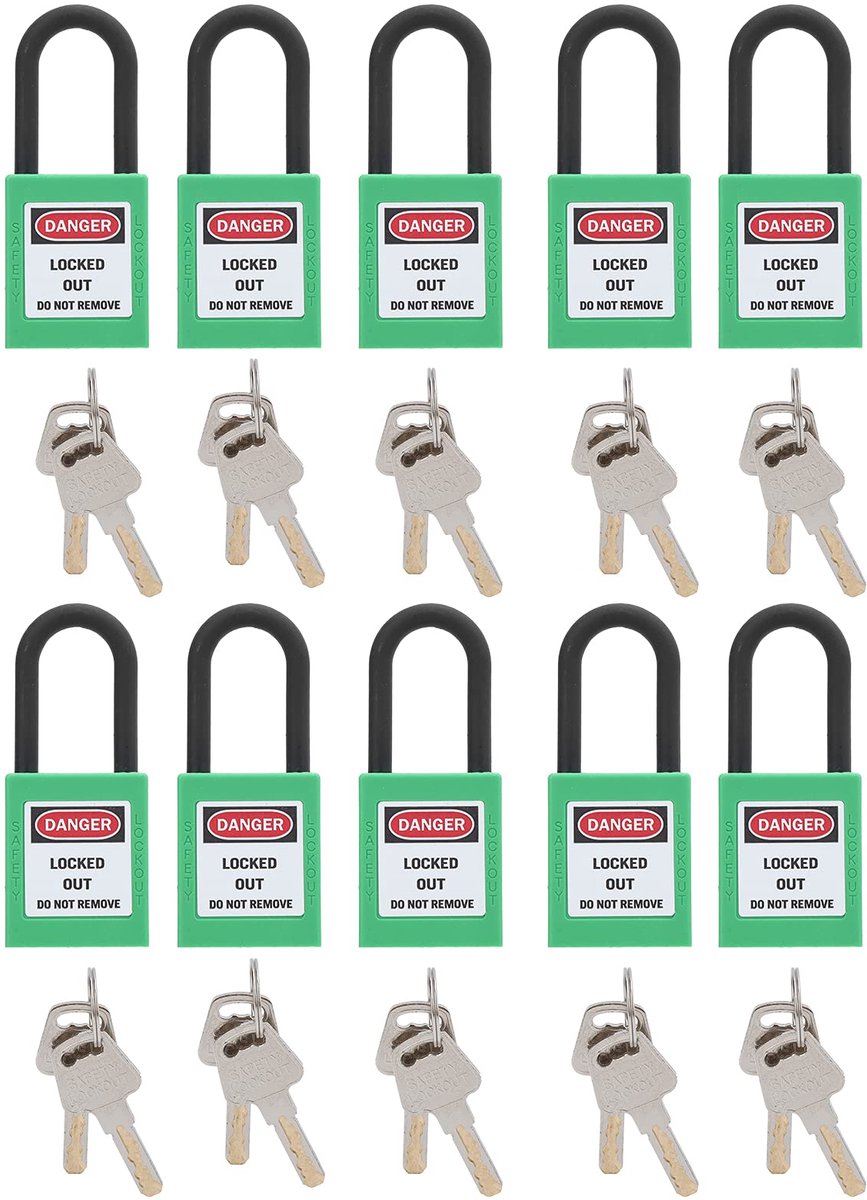 Lockout Tagout Vergrendelingsset - Robuuste Nylon Locks - 10 Stuks