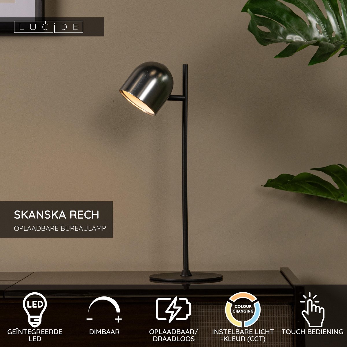 Lucide SKANSKA RECH - Oplaadbare Bureaulamp Binnen/Buiten thumbnail 2