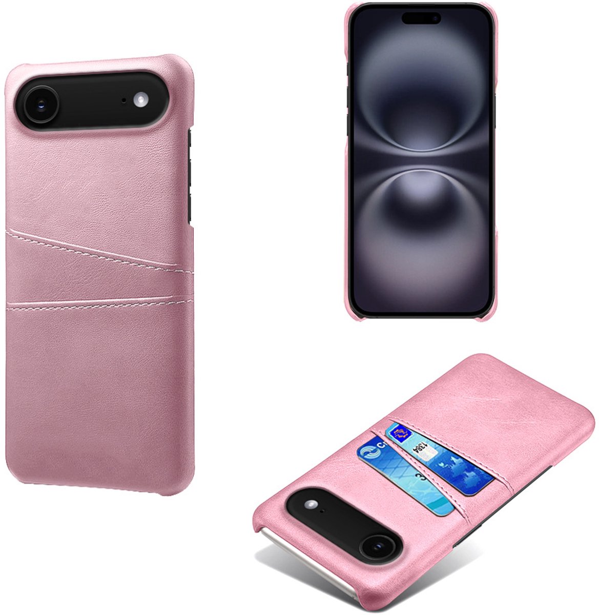 Backcover met Opbergvakjes + PMMA Screenprotector voor iPhone Air _ Roze Goud
