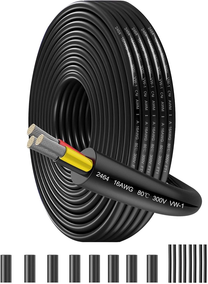 Verlengkabel 8 meter 3-aderig 1.5mm² Vertind Koper voor LED en Automotive