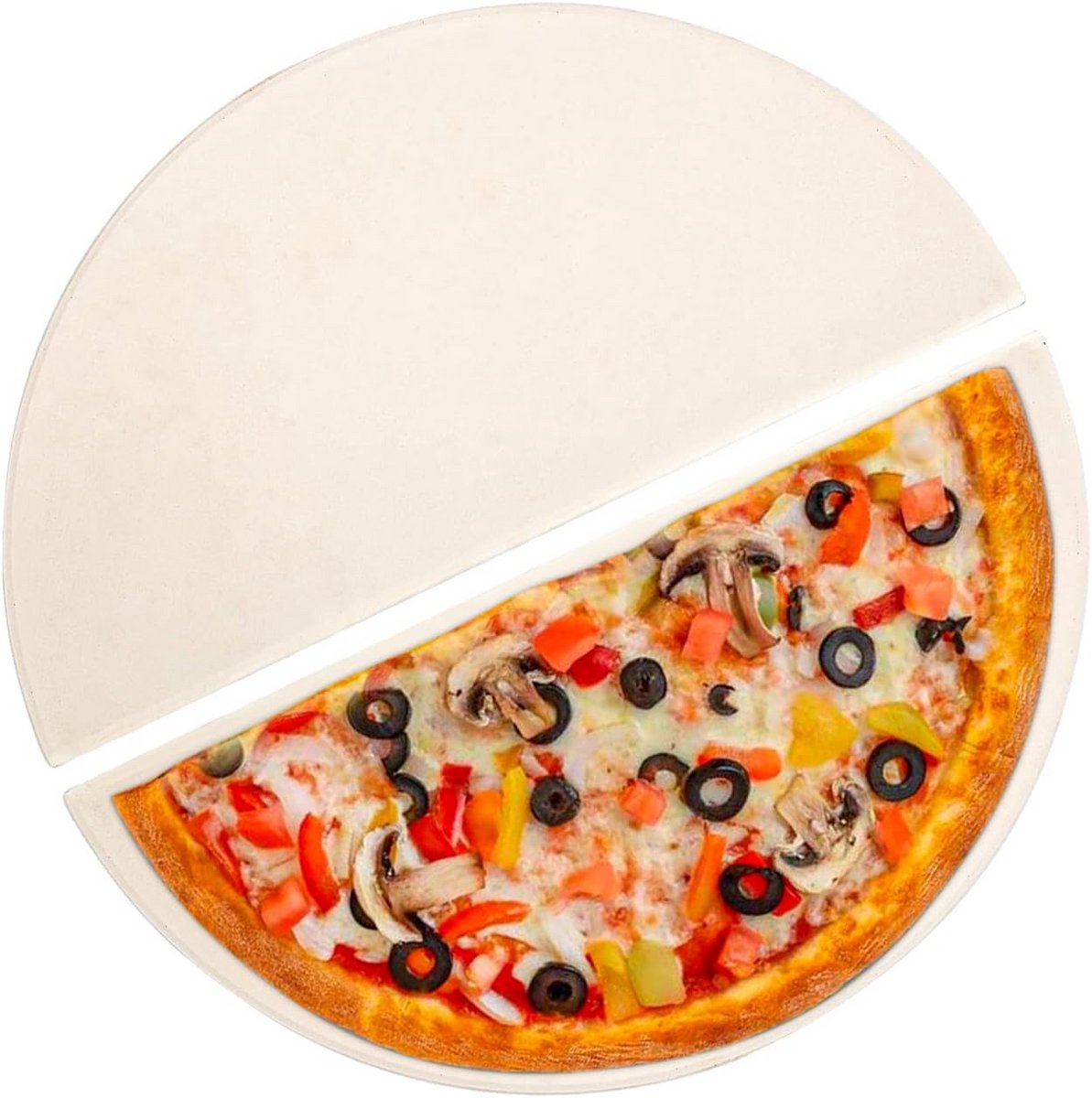 Keramische Halve Maan Pizzasteen voor Grote Kamado BBQ's en Rookovens