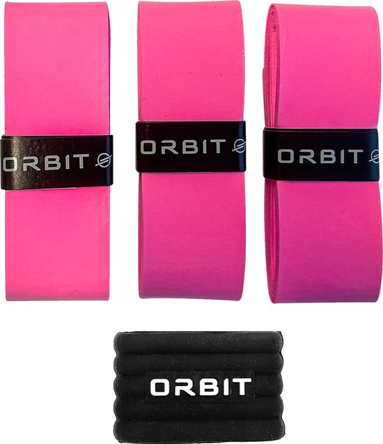Padelracket Overgrip (x3) roze met rubberen ring Padelracket Overgrip (x3) roze met rubberen ring