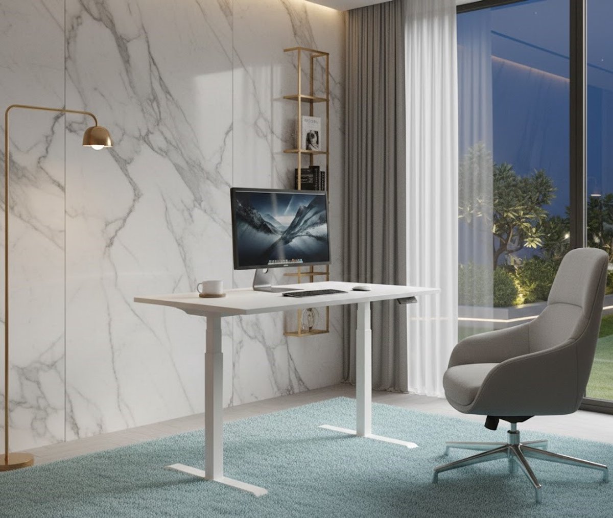 Ergonomisch Elektrisch Zit-Sta Bureau 120x75 cm – Hoogte Verstelbaar – Modern Wit – Stevig Stalen Frame – Casa Serena