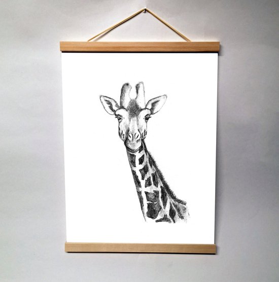 Affiche Noir et Blanc A3 Girafe – Affiche Animaux Chambre Bébé – 29,7x42 cm – Cadeau de Naissance – Papier Mat 300g – Jolies Affiches