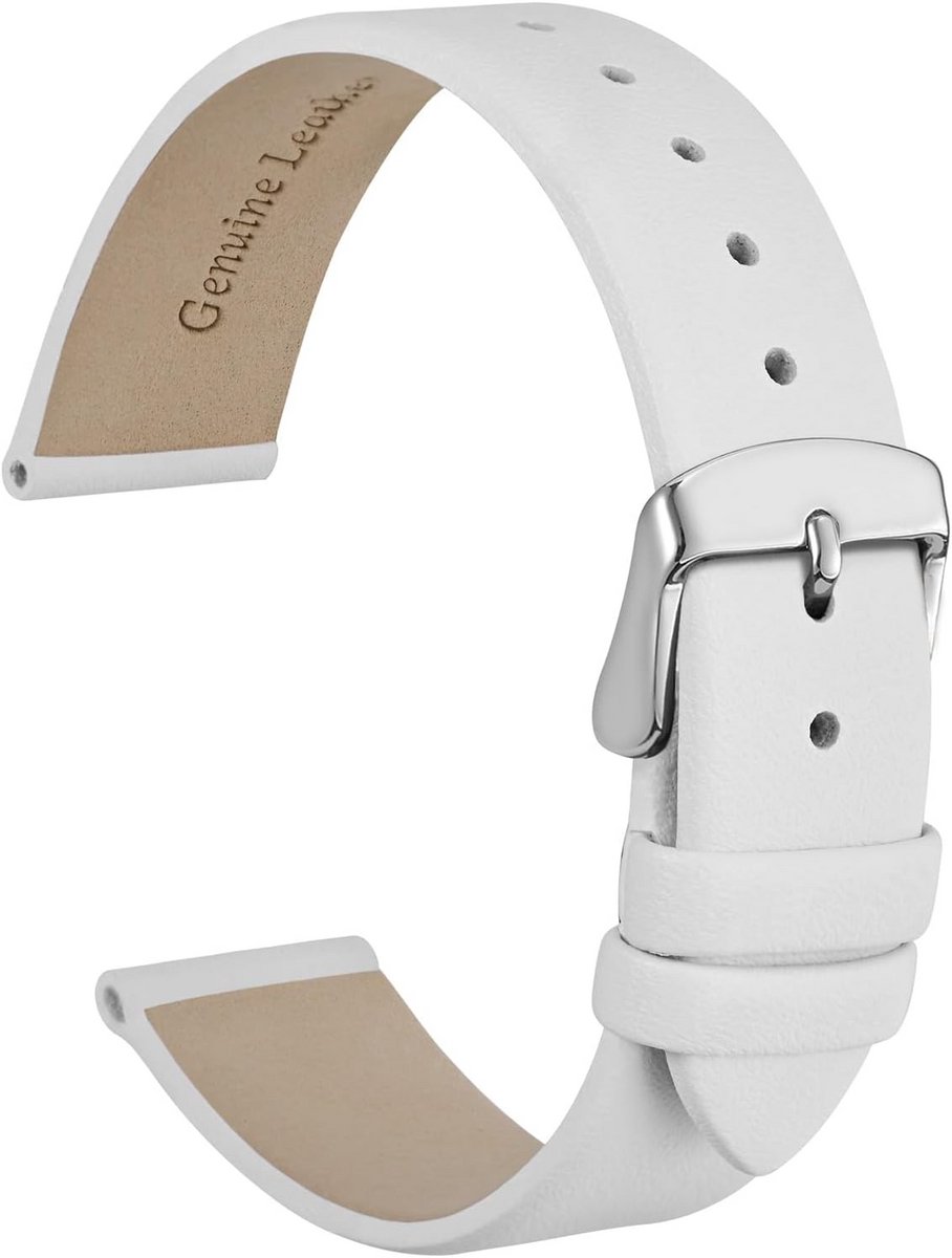 Elegante 12mm Leren Horlogeband met Zilveren Gesp voor Dameshorloges