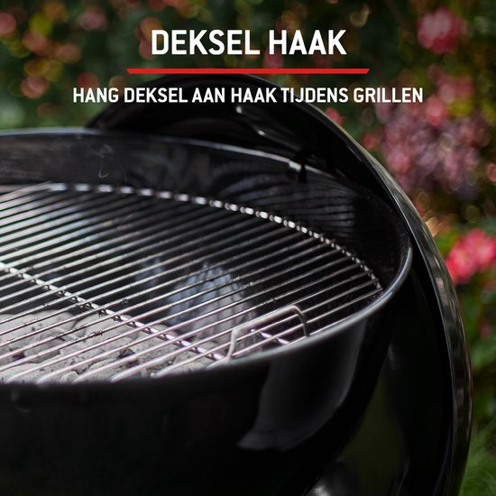 Weber Original Kettle - Ø 47 cm Grillrooster - Houtskoolbarbecue - Zwart - Asopvangschaal - 2 Duurzame, weerbestendige wielen - One-Touch Reinigingssysteem - Dekselthermometer - 2 Gereedschapshaken - Kras- en roestbestendig