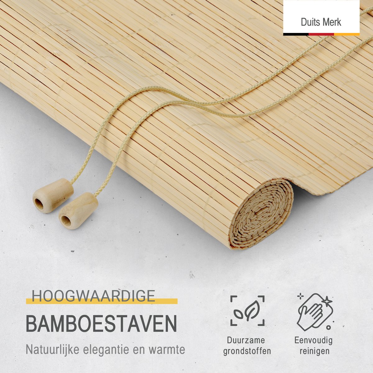 Sol Royal rolgordijn bamboe 140x160 cm SolDecor B86 - rolgordijnen zonder boren - rolgordijnen lichtdoorlatend zonwering bamboo jaloezieën inclusieve klembeugels - Natuur – foto 3