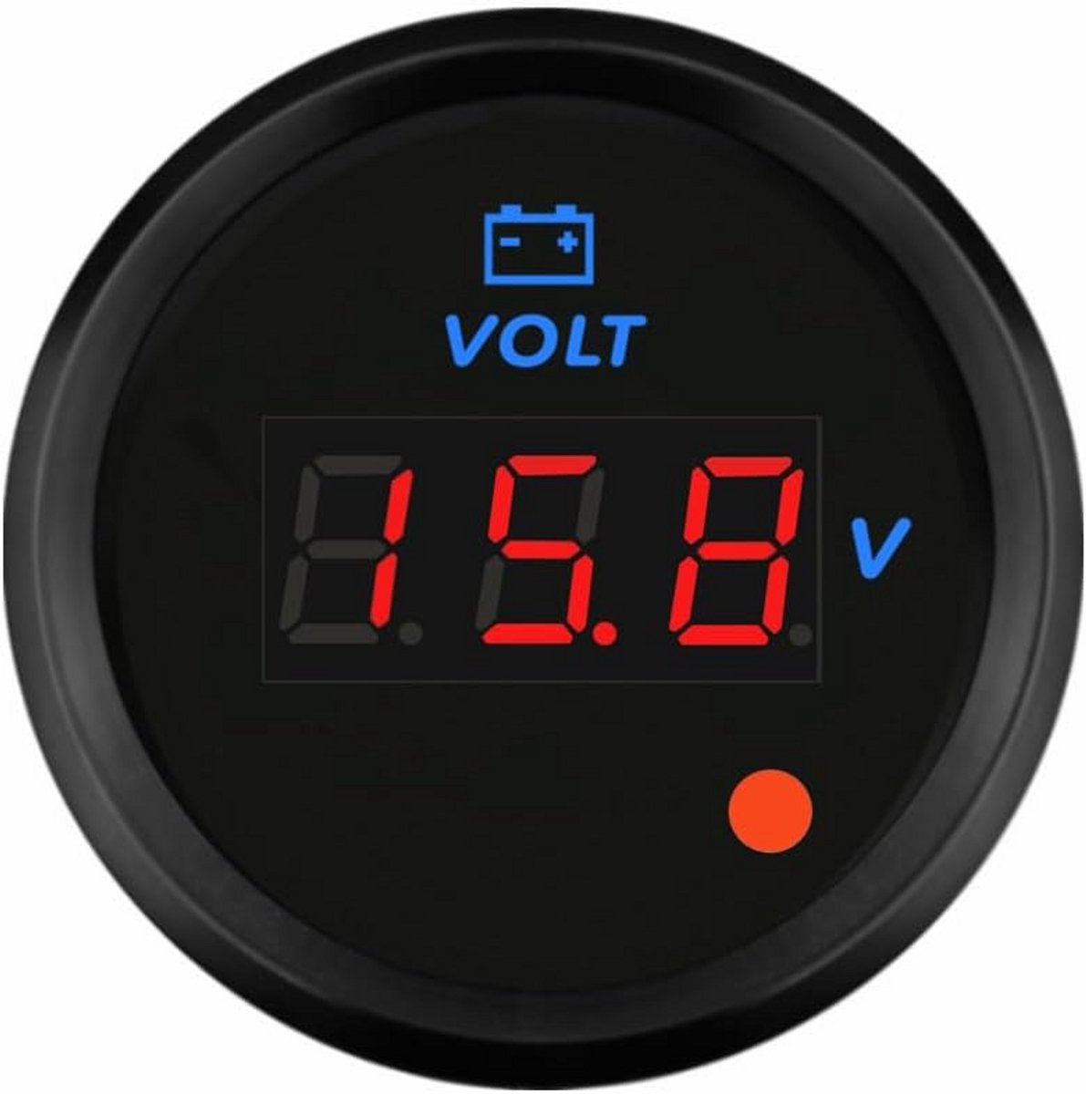 Digitale Voltmeter 52mm - 8 Kleur Instelbare Achtergrondverlichting - 12V/24V Geschikt voor Auto en Camper