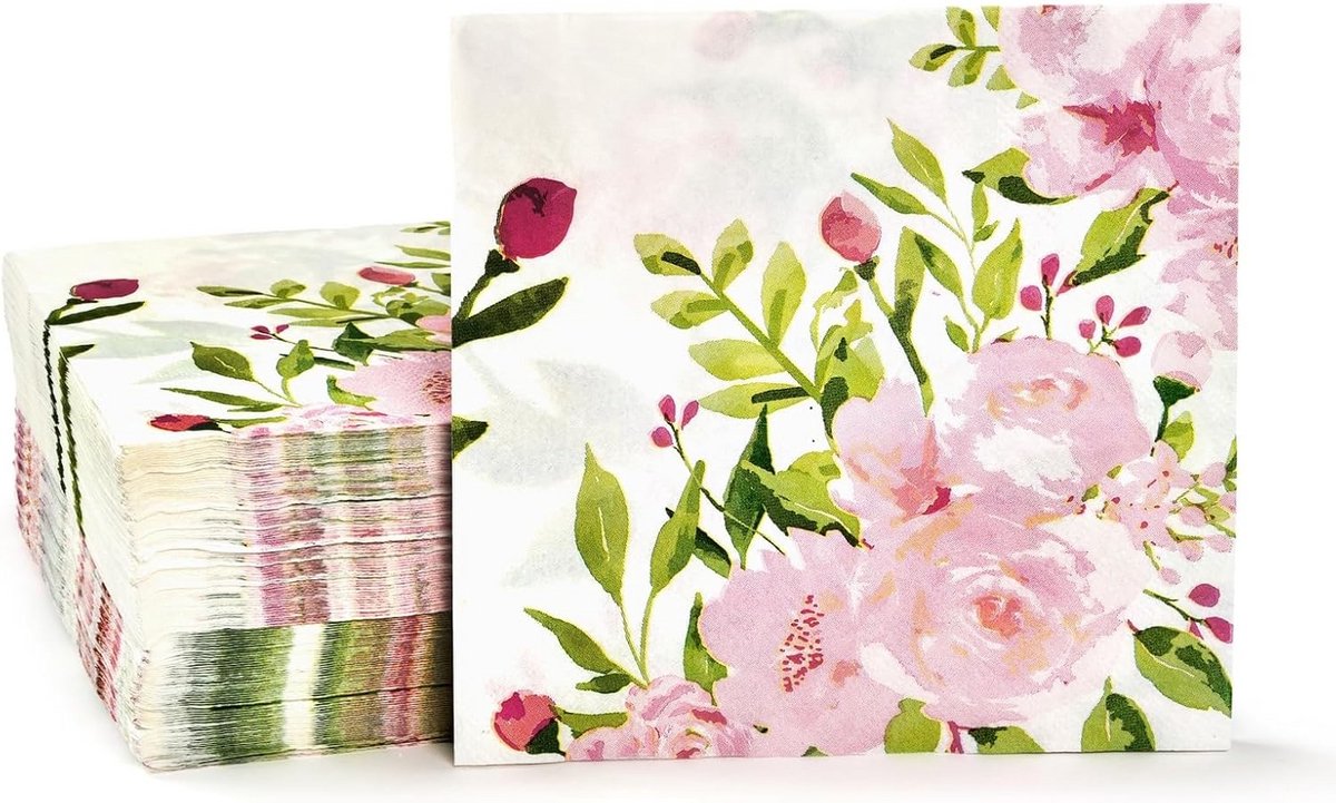 150 Pak Bloemen Servetten 33 x 33 cm Feestelijk en Absorberend