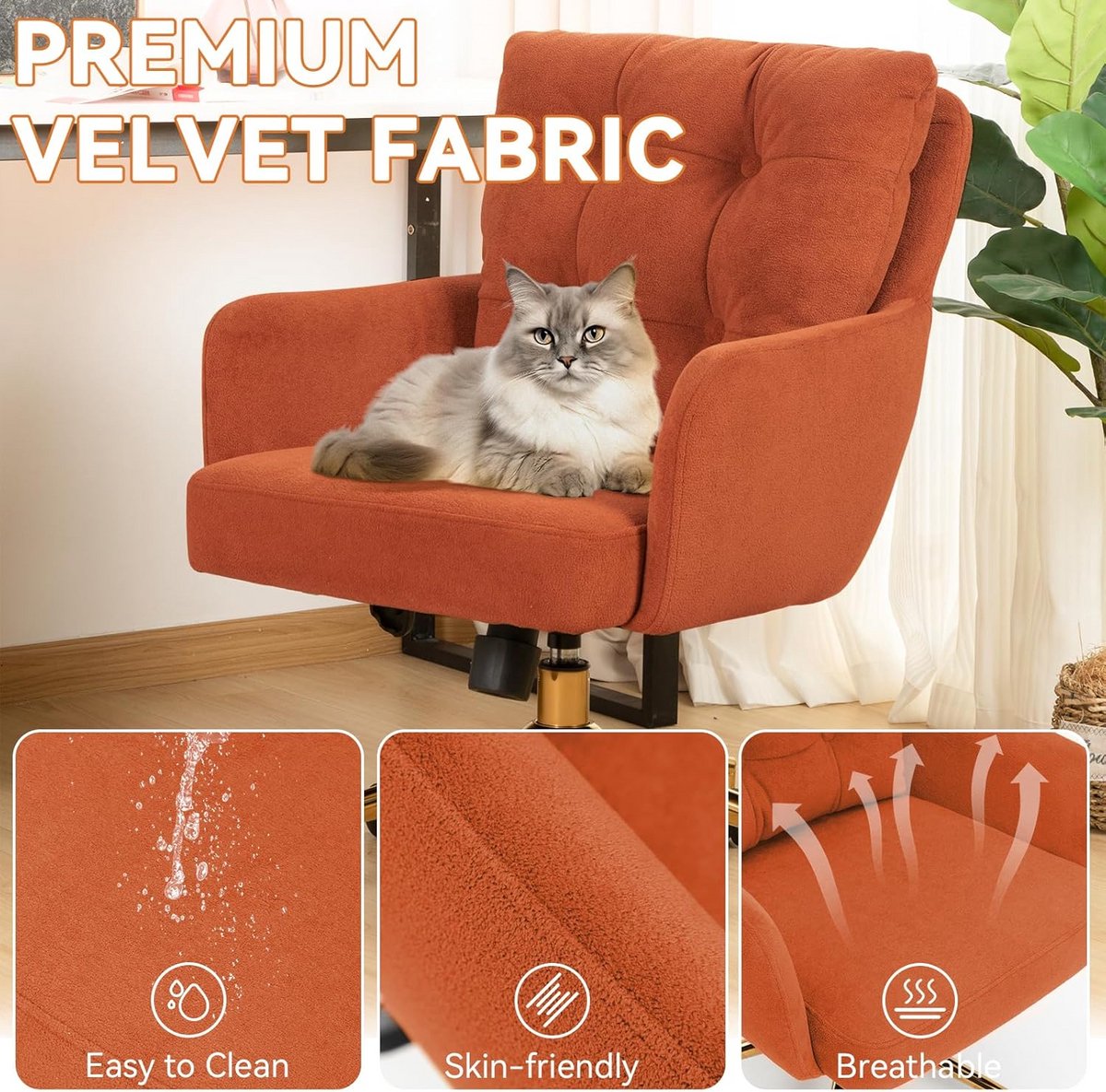 Ergonomische Bureaustoel met Wielen en Armleuningen in Hoogte Verstelbaar thumbnail 6