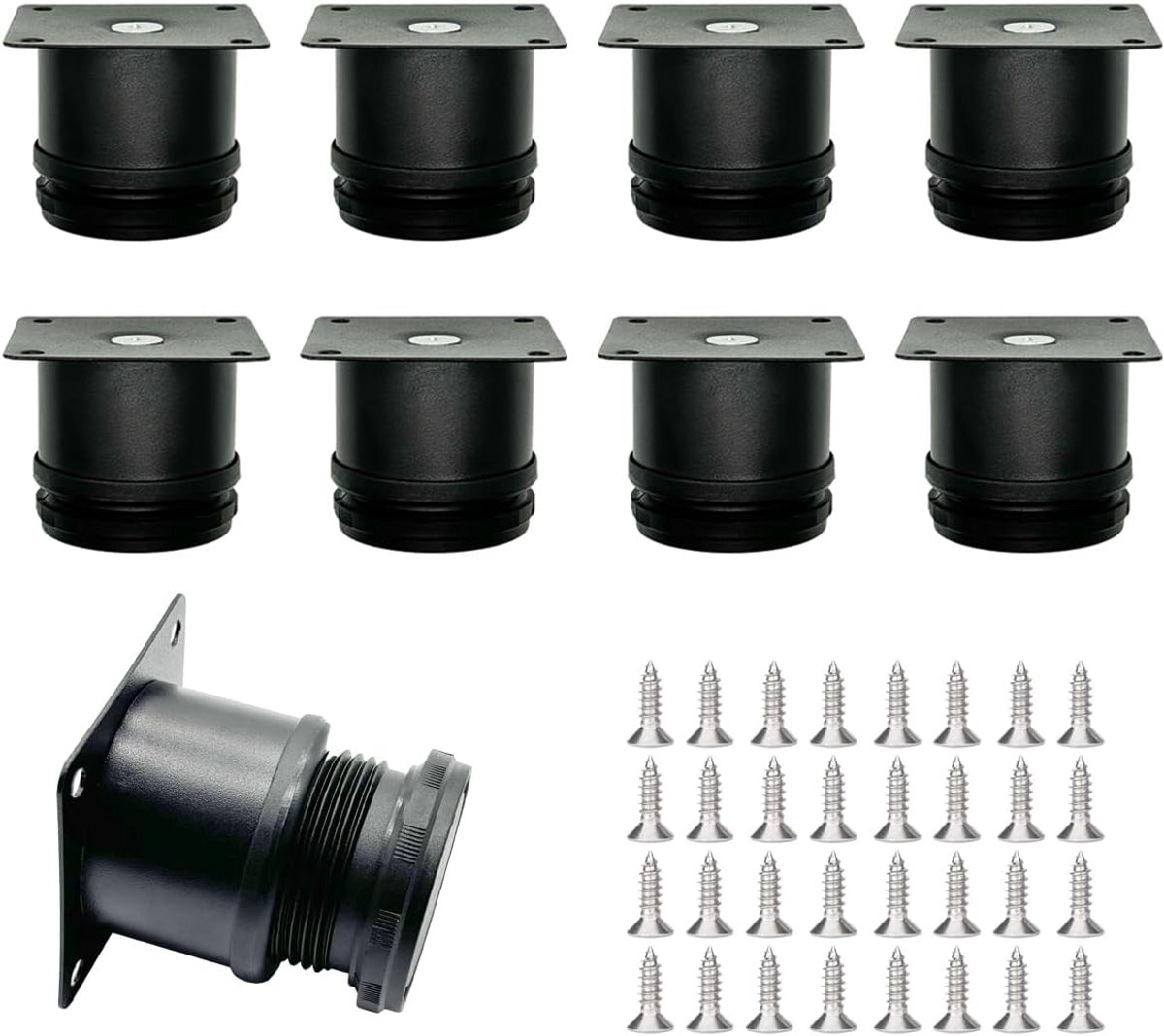 Meubelpoten - bankpoten - stoelpoten - meubelpoten set van 8 - meubelpoten zwart - Tafelpoten van Roestvrij staal - 0 to15 mm - van Imperatoris