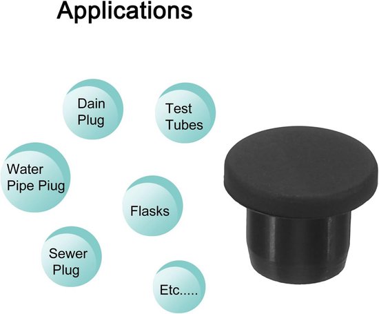 Zwarte Siliconen Rubberen Gatstoppen 10 mm Flexibel voor Afsluiten Buis en Fles (24 Stuks) van Merkloos — afbeelding 3