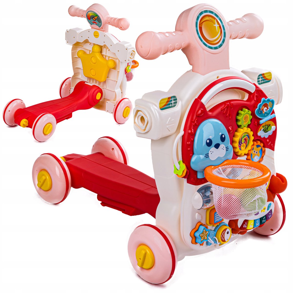 COIL Baby Loopwagen 4 in 1 met Licht & Geluid – Multifunctionele Activiteitentafel – Leer Lopen Walker – Educatief Speelgoed 12 Maanden+ - Roze – foto 4